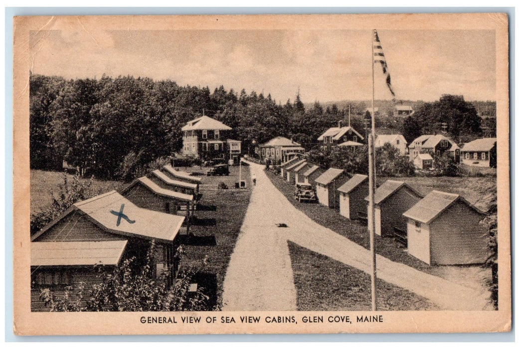 1936 General View Of Sea View Cabins Glen Cove Maine ME Posted Vintage Postcard