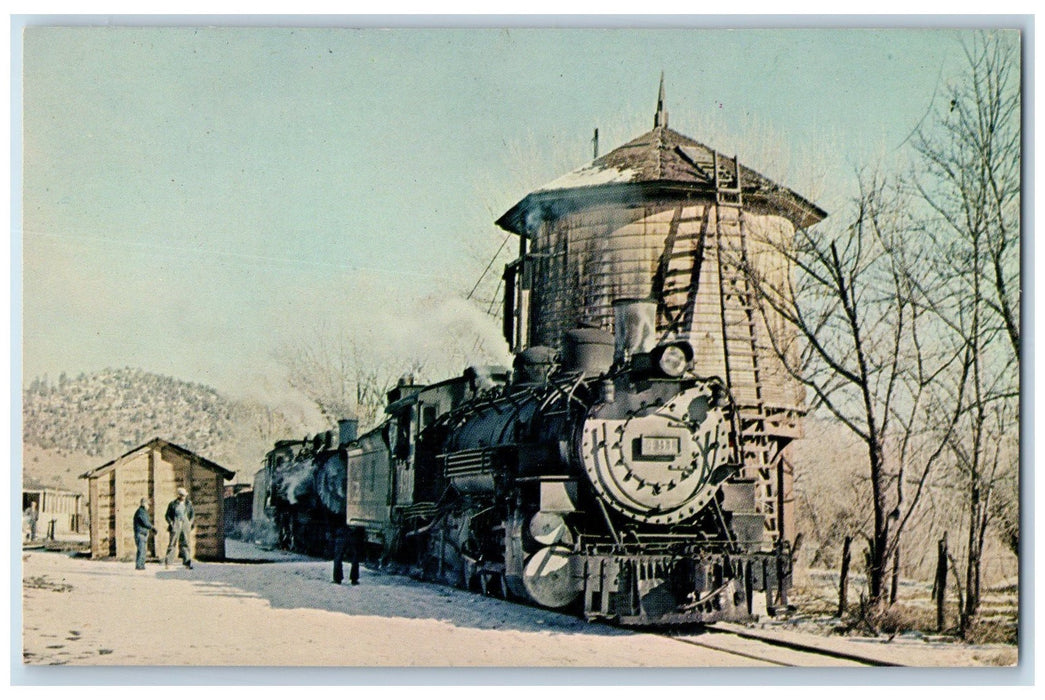 c1950 Denver Rio Grande Western 491Train Smokestack Durango Colorado CO Postcard