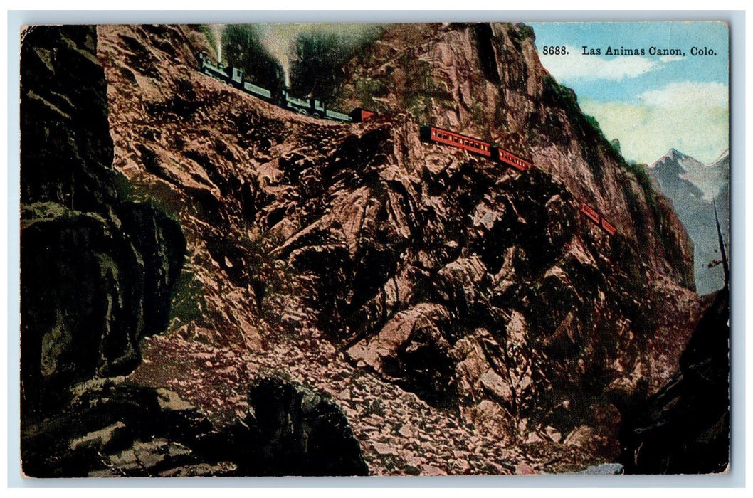 c1950 Las Animas Rocky Point Train Railroad Hills Canon Colorado CO Postcard