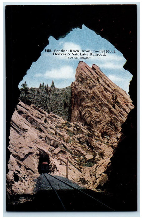 c1950 Sentinel Rock Tunnel No. 4 Denver Salt Lake Railroad Colorado CO Postcard