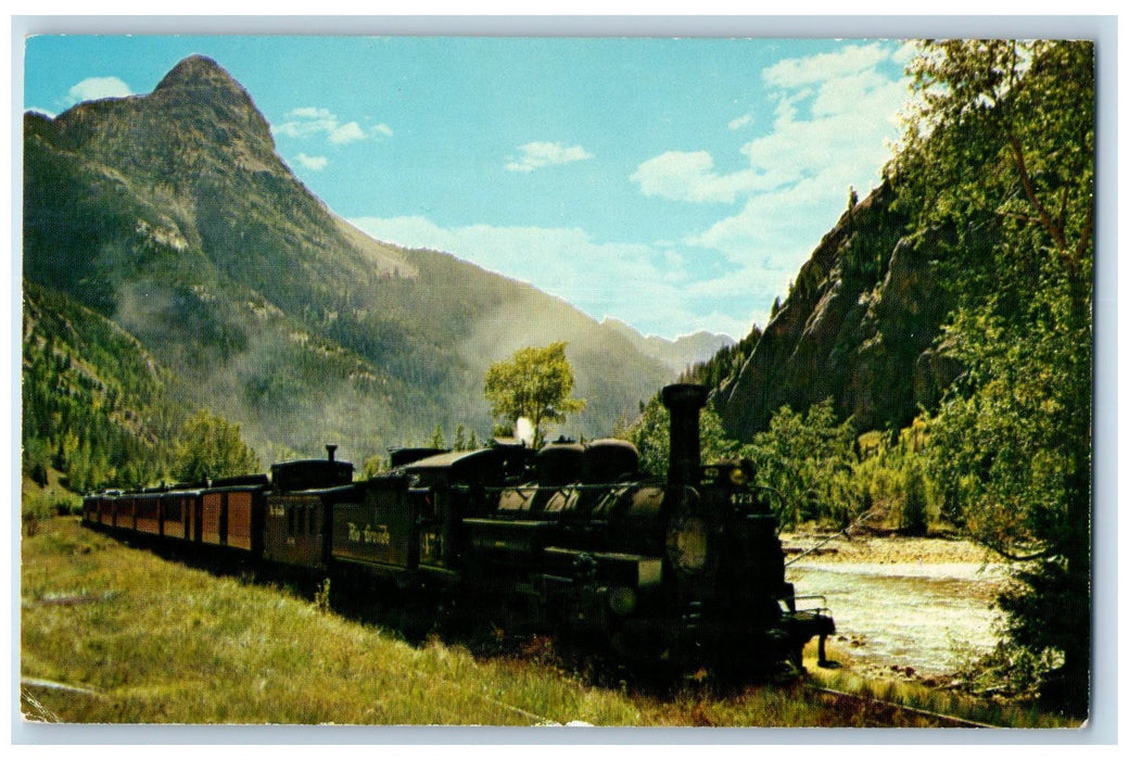 c1950's Narrow Gauge Passenger Train Chugs To Silverton Colorado CO Postcard