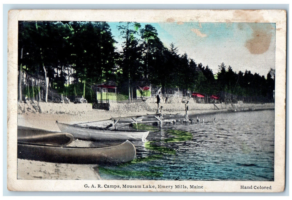 1938 GAR Camps Mousam Lake Emery Mills Scene Maine ME Posted Vintage Postcard