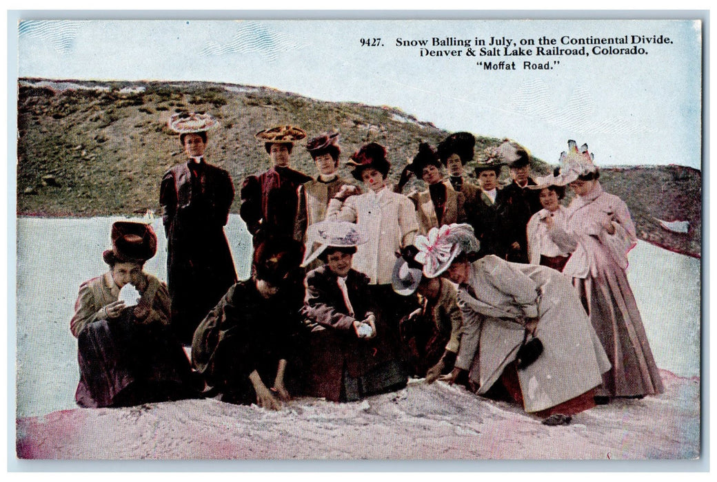 c1950's Snow Balling Continental Divide Denver Salt Lake Railroad CO Postcard