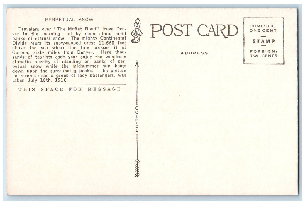 c1950's Snow Balling Continental Divide Denver Salt Lake Railroad CO Postcard