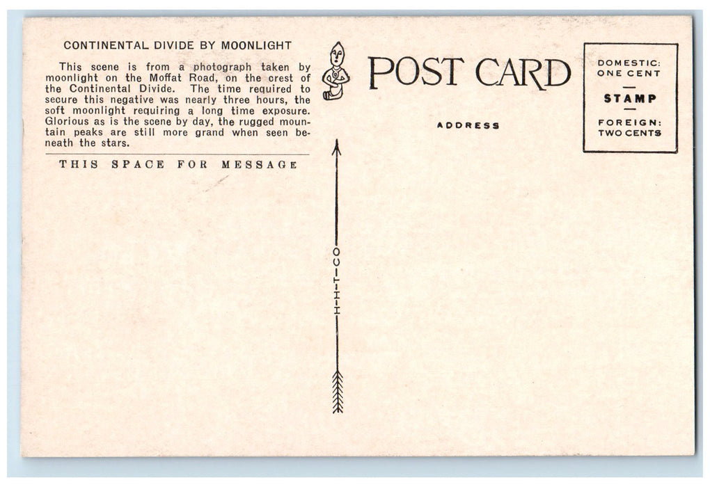 c1950's Moonlight On Continental Divide Train Railroad Moffat Road CO Postcard