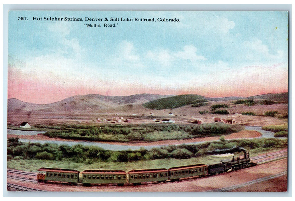 c1950's Hot Sulfur Springs Denver Salt Lake Train Railroad Colorado CO Postcard
