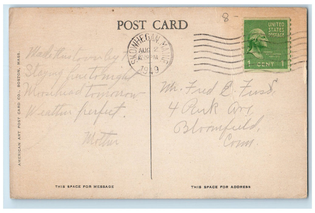 1919 Central Maine Power Station Kennebec River View Skowhegan Maine ME Postcard