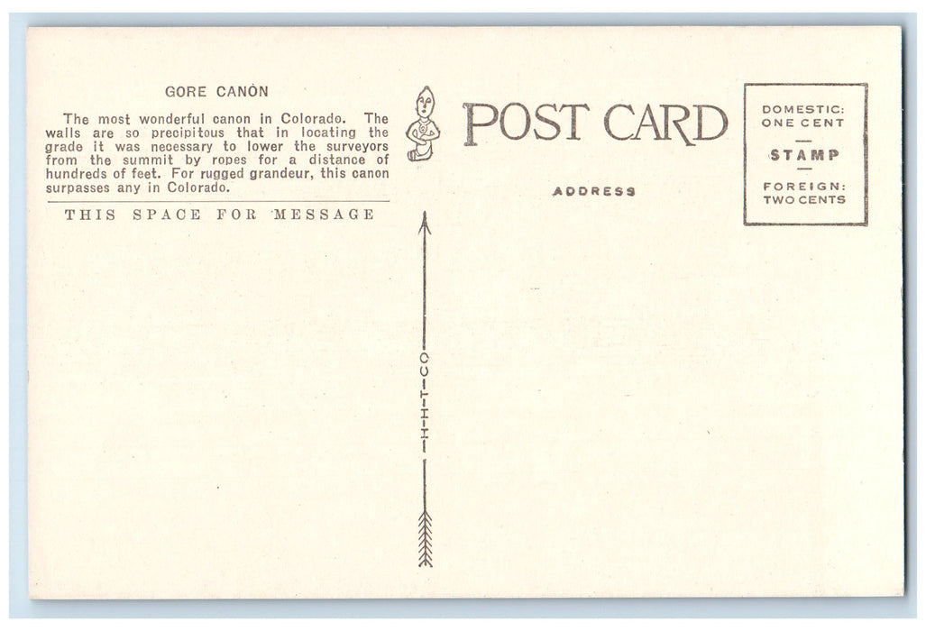 c1950's Depths Of Gore Canon Grand River Railroad Cliff Moffat Road CO Postcard