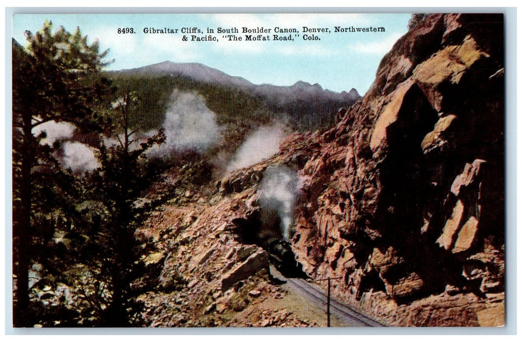c1950's Gibraltar Cliffs South Boulder Canon Railroad Moffat Road CO Postcard
