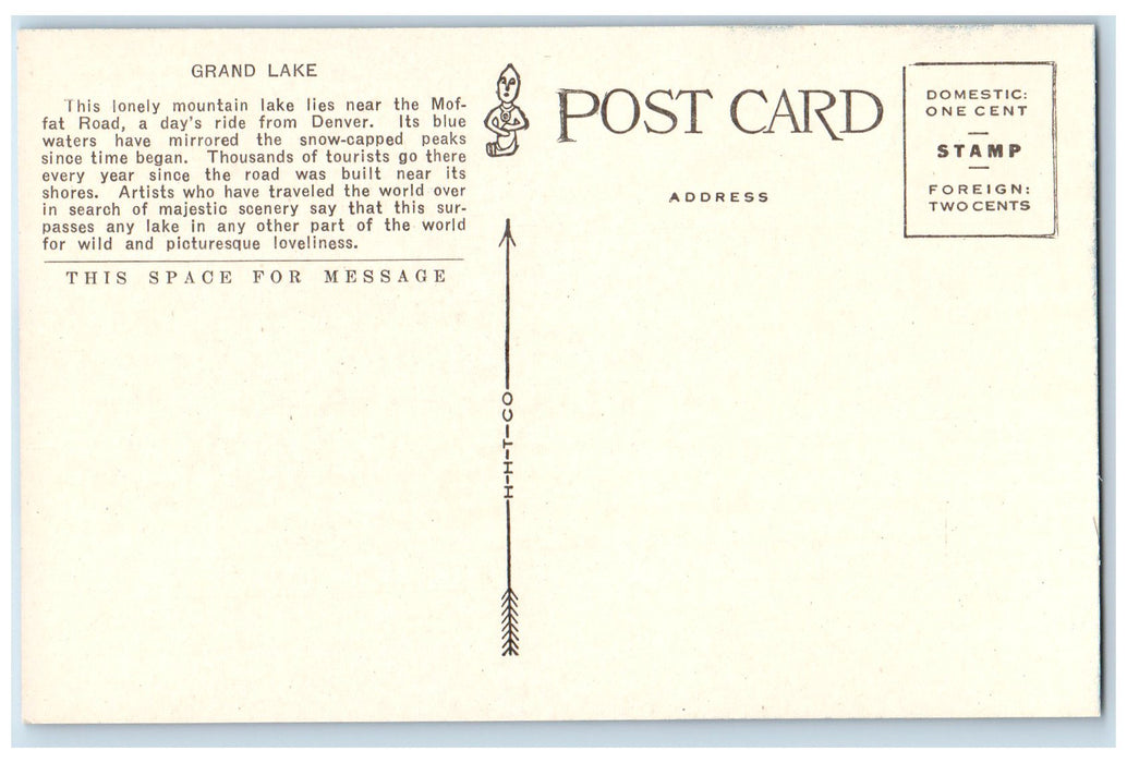 c1950's Grand Lake Boat Trees Denver Salt Lake Railroad Moffat Road CO Postcard