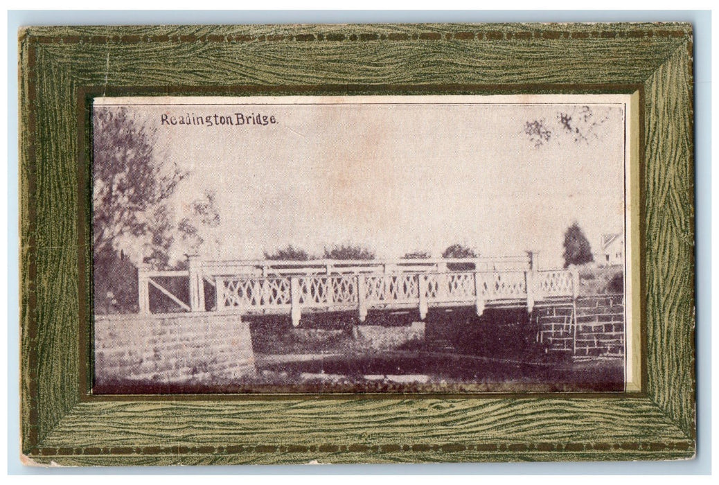 1916 Readington Bridge Scene Frame View Maine ME Posted Antique Postcard