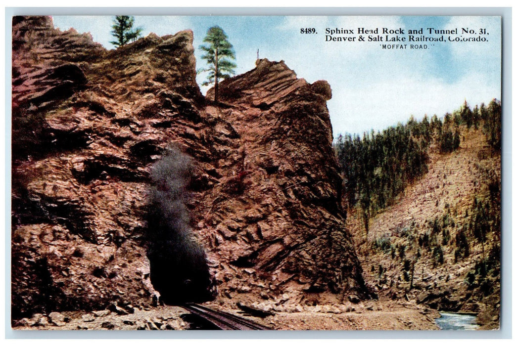 c1950 Sphinx Head Rock Tunnel Denver Salt Lake Railroad Moffat Road CO Postcard