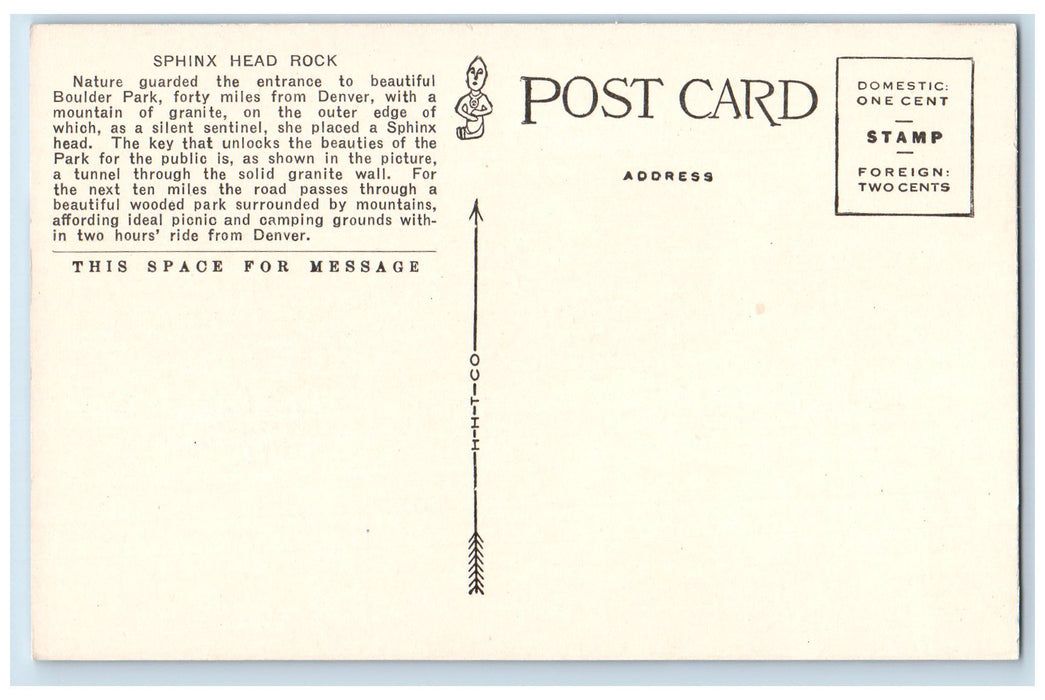 c1950 Sphinx Head Rock Tunnel Denver Salt Lake Railroad Moffat Road CO Postcard