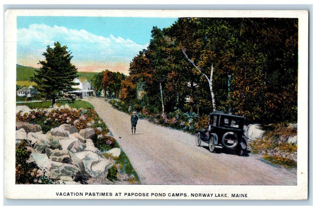 c1920's Vacations Pastimes At Papoose Pond Camps Norway Lake Maine ME Postcard