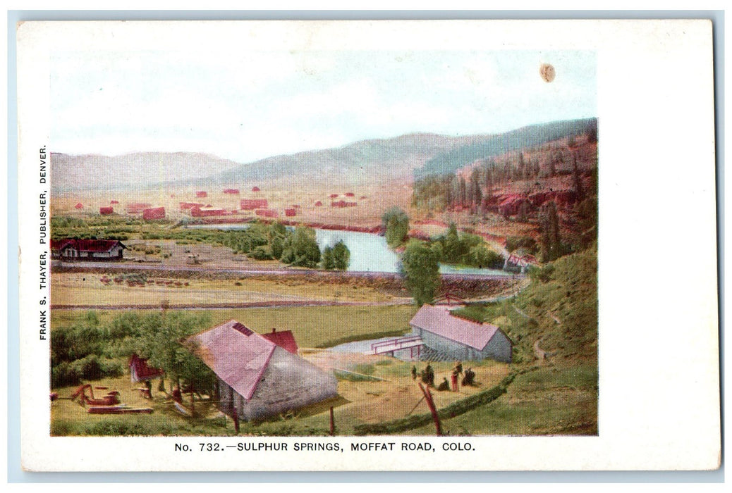 c1905 Sulphur Springs Lake Pond Bridge House Moffat Road Colorado CO Postcard