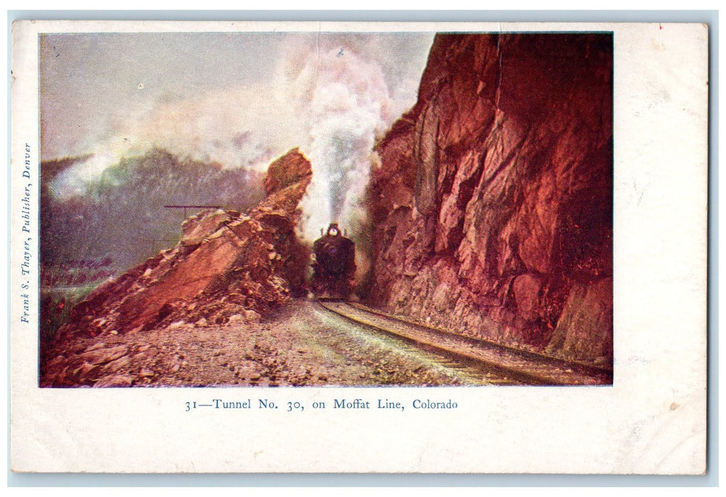 c1905 Tunnel No. 30 Train Railroad Smokestacks Moffat Line Colorado CO Postcard
