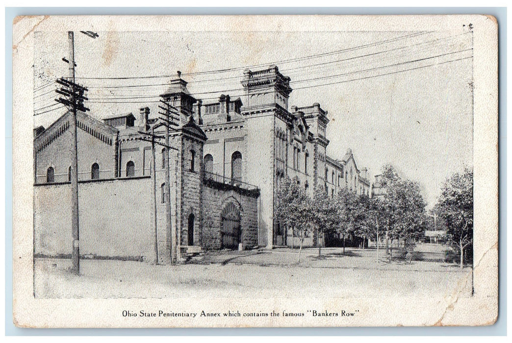 1908 Ohio State Penitentiary View Annex Contain Bankers Row Columbus OH Postcard