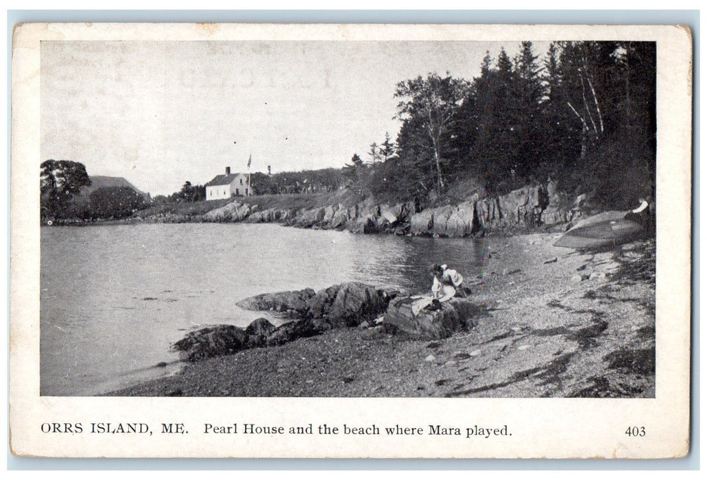 c1905's Pearl House And The Beach Where Mara Played Maine ME Unposted Postcard