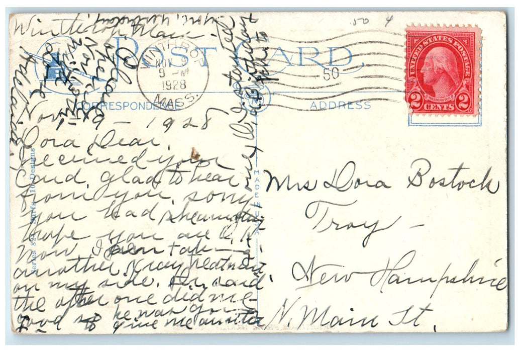 1928 Greetings From Moody Beautiful Sunset On The Ocean Maine ME Posted Postcard