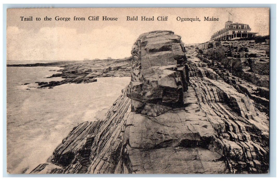 1936 Trail To George From Cliff House Bald Head Cliff Ogunquit Maine ME Postcard