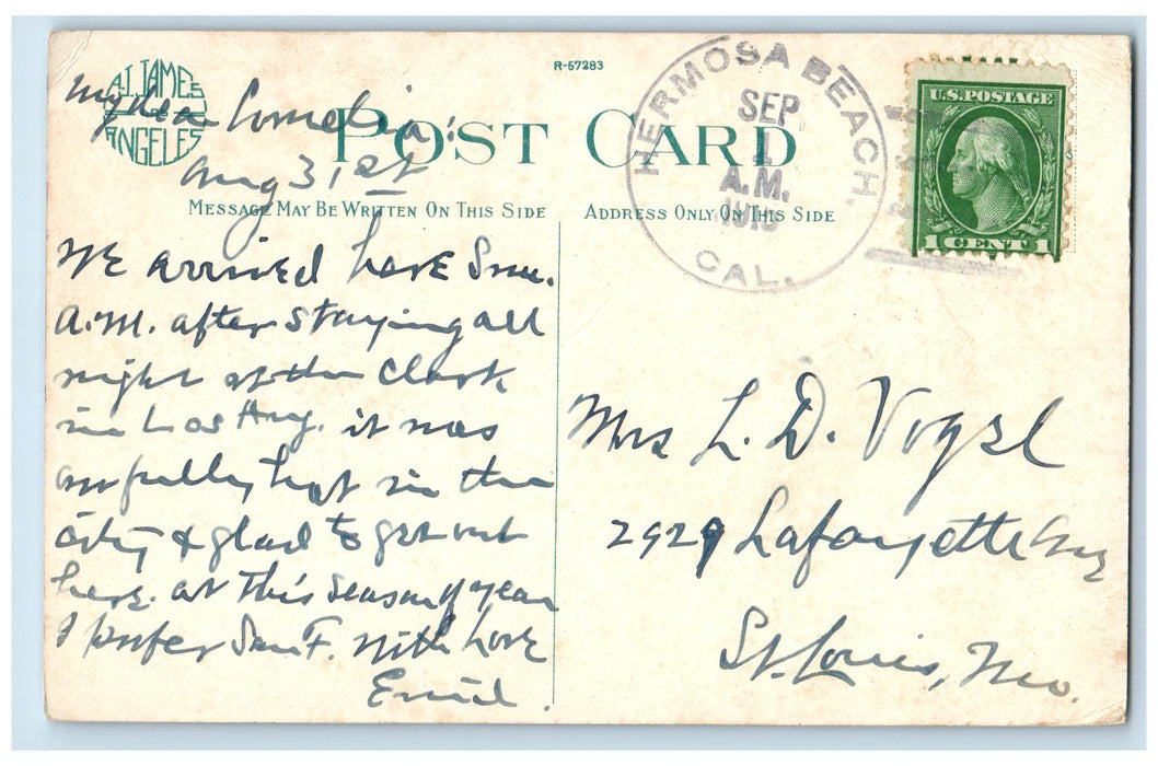 1915 Hermosa The Beautiful Beach Restaurant Moonlight Sheds Bridge CA Postcard