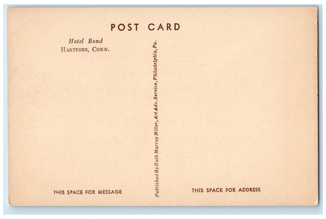 c1950 Hotel Bond Restaurant Entrance View Flag Hartford Connecticut CT Postcard
