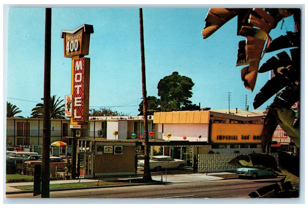 c1950 Imperial 400 Motels Restaurant Classic Car Roadside Hollywood CA Postcard