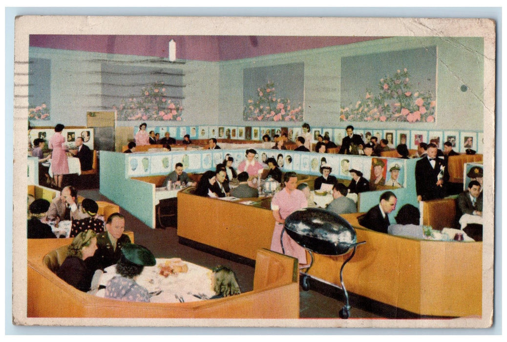 1944 Sardi's Restaurant Interior Dining Set Up Hollywood California CA Postcard