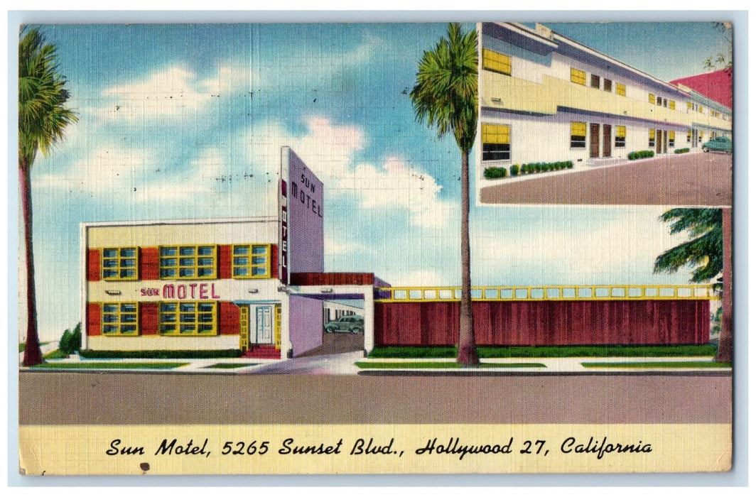 c1950's Hollywood Roosevelt Building View Hotel Restaurant Hollywood CA Postcard