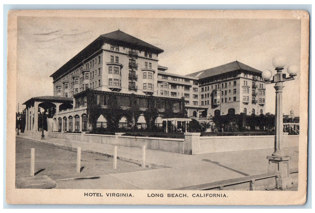 1920 Hotel Virginia Building View Restaurant Long Beach California CA Postcard