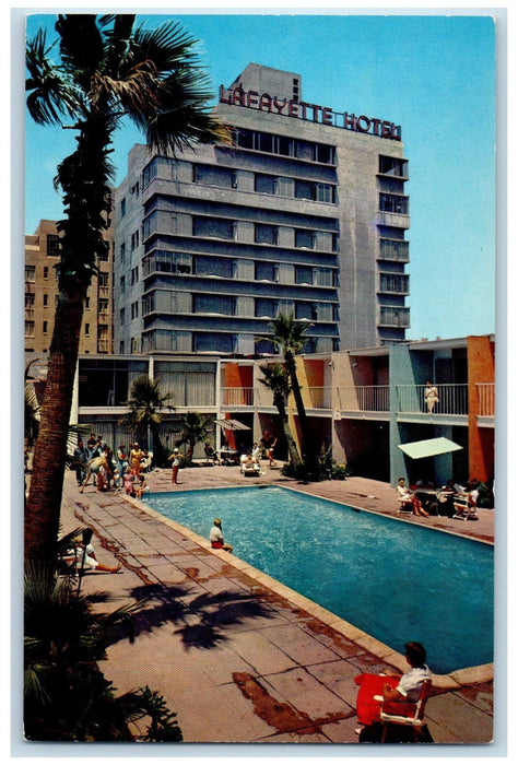 c1950's The Lafayette Hotel Lanais Restaurant Pool Long Beach CA Posted Postcard