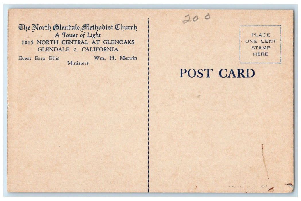 c1920 The North Glendale Methodist Church Glendale California CA Postcard