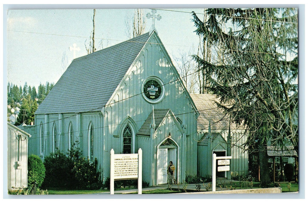 c1950's Historic Emmanuel Episcopal Church Grass Valley California CA Postcard