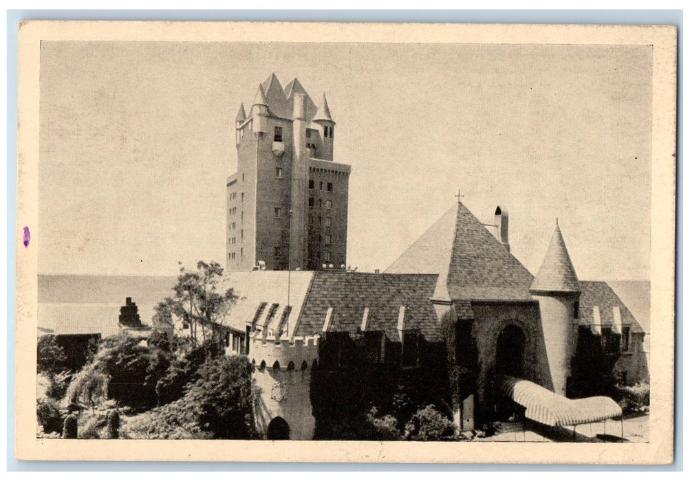 1950 Pacific Coast Club View Restaurant Canopy Entrance Long Beach CA Postcard