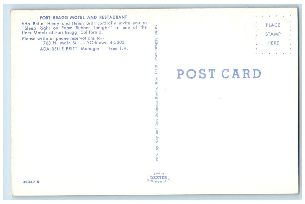 c1950 Fort Bragg Motel Restaurant Multiple View Entrance Fort Bragg CA Postcard