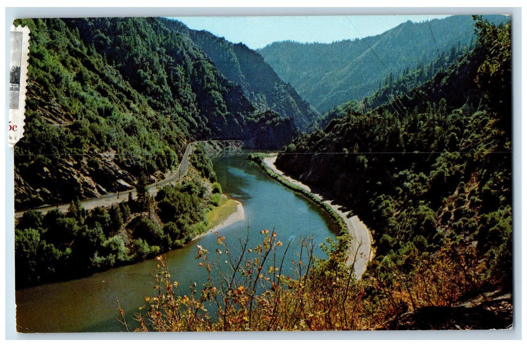 1979 Feather River Canyon Lake Railroad Highway Road California CA Postcard
