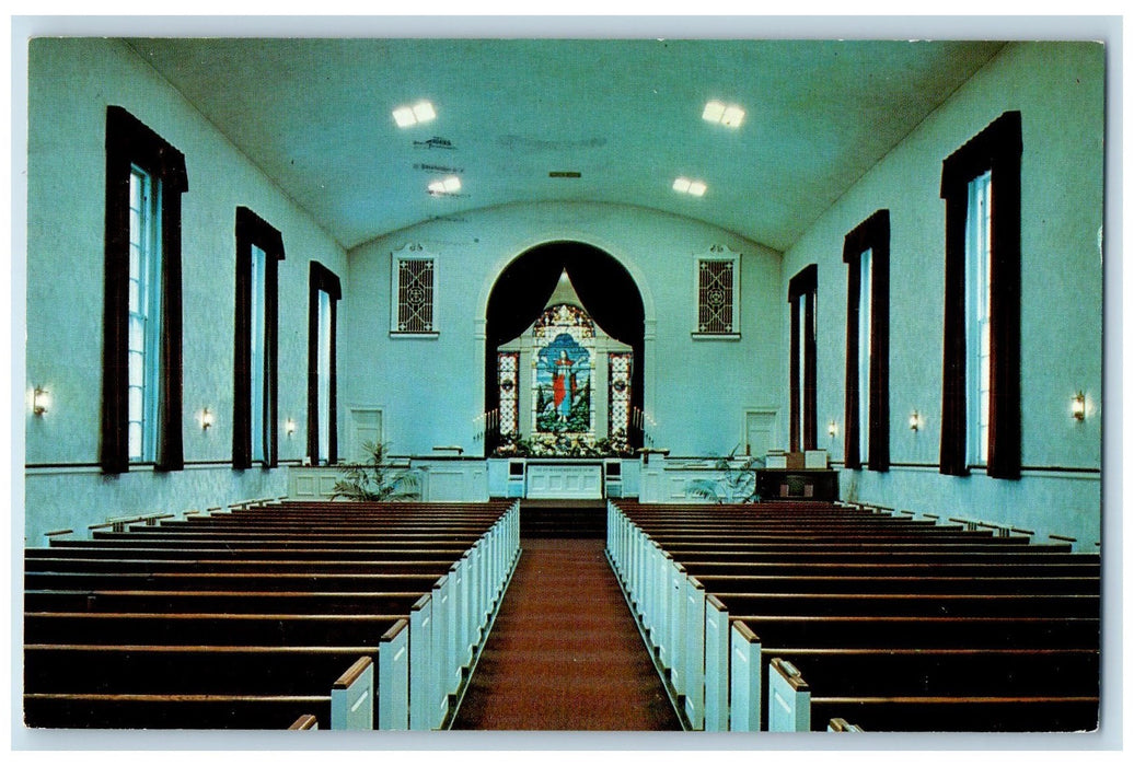 1962 Central Christian Church Interior View Benches Wooster Ohio OH Postcard