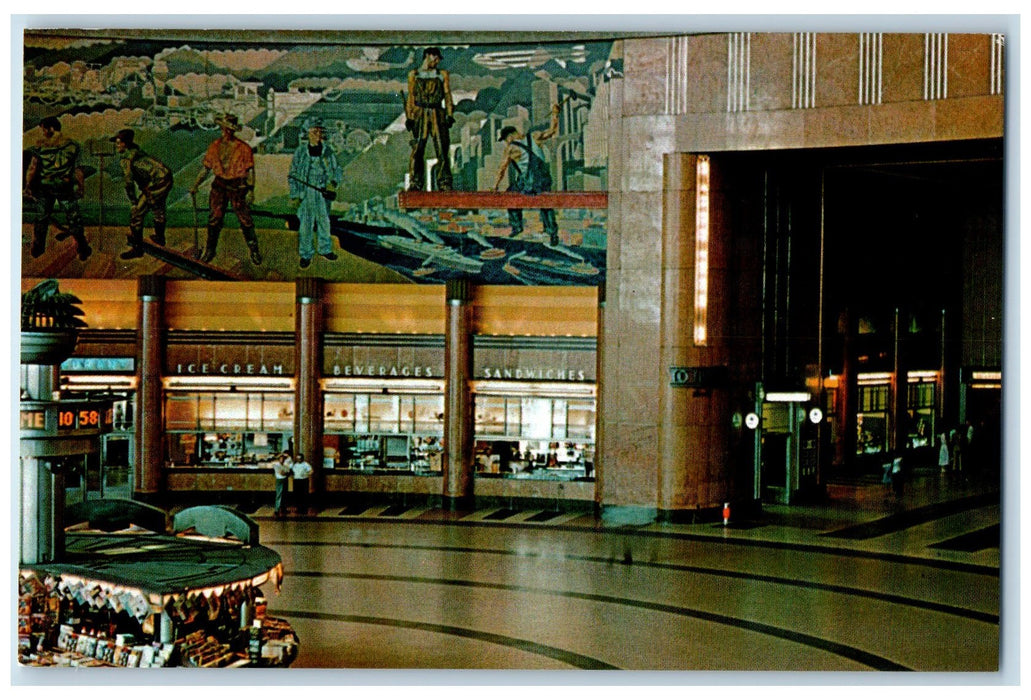 c1950 Lobby Union Terminal Interior View Store Stand Cincinnati Ohio OH Postcard