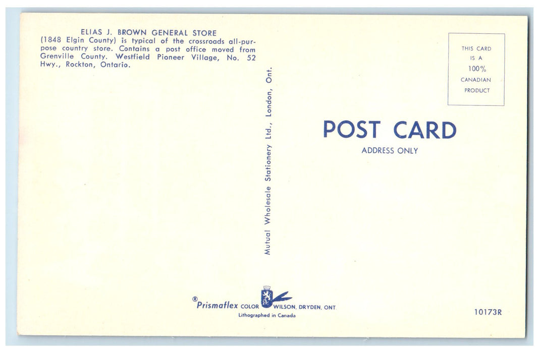 c1950 Elias Brown General Store Variety Items Rockton Ontario Canada CA Postcard