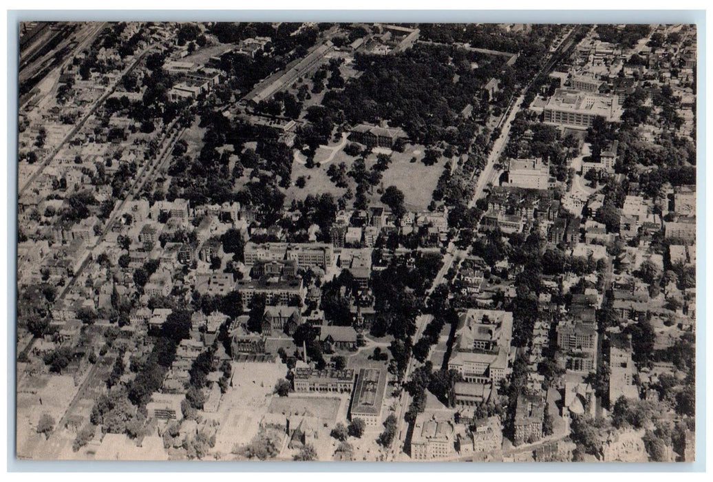 c1950 The Educational Center Aerial View Buildings Trees Springfield MA Postcard