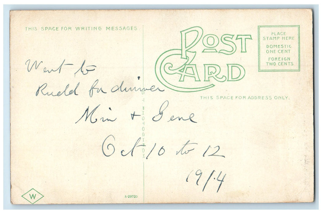 c1910 Worthy Hotel Restaurant Horse Carriage Classic Car Springfield MA Postcard