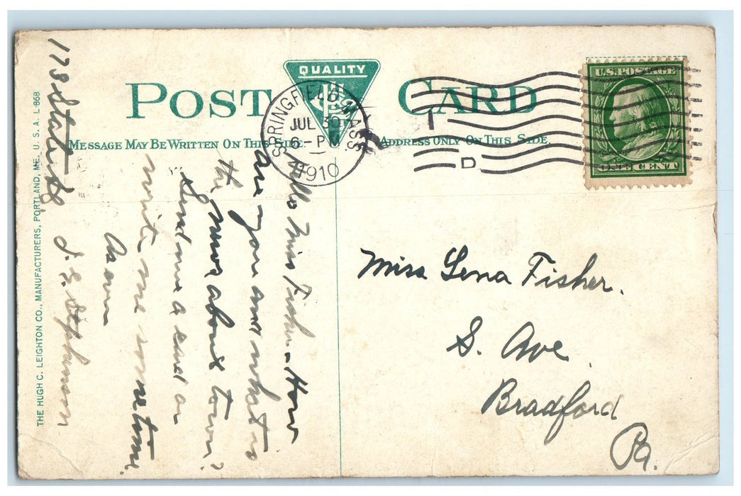 1910 St. Michael Cathedral Catholic Entrance Railroad Springfield MA Postcard