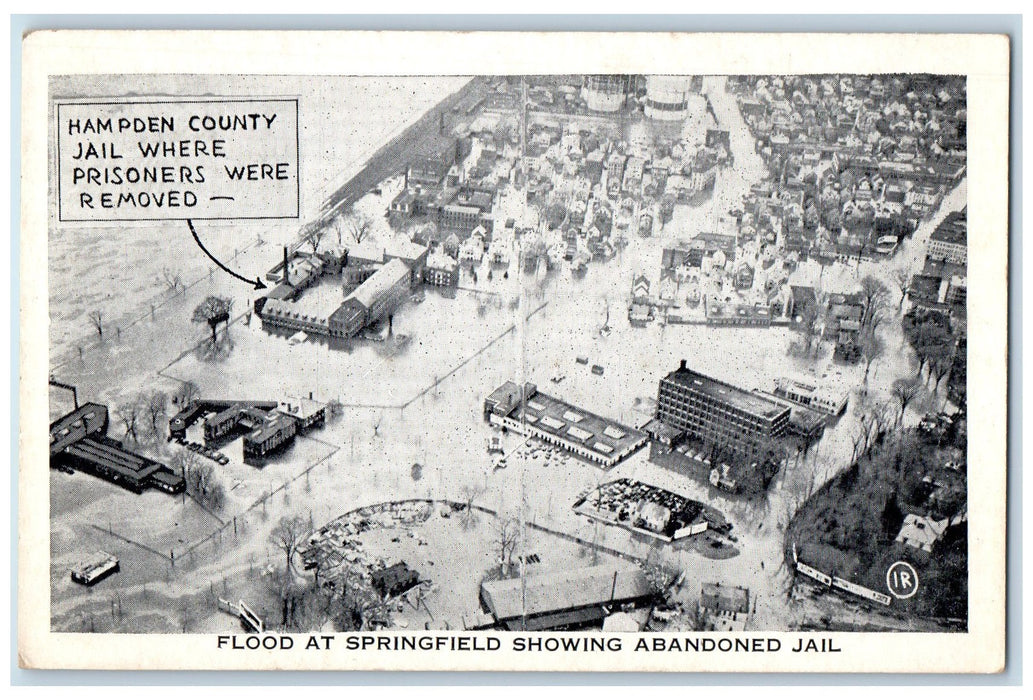 c1920's Flood At Springfield Showing Abandoned Jail Massachusetts MA Postcard