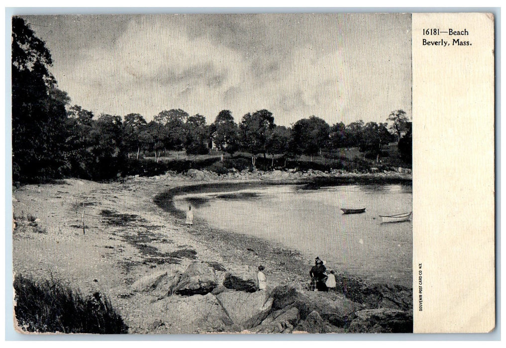 1909 Beach Beverly Shore Line Children Adults Grove Massachusetts MA Postcard