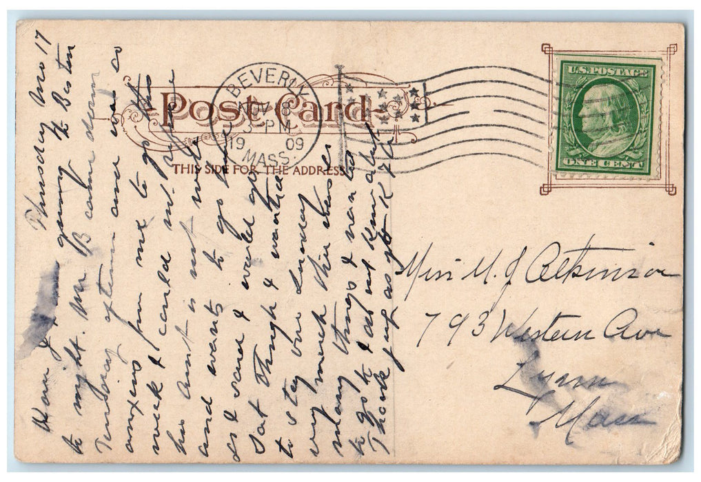 1909 Beach Beverly Shore Line Children Adults Grove Massachusetts MA Postcard