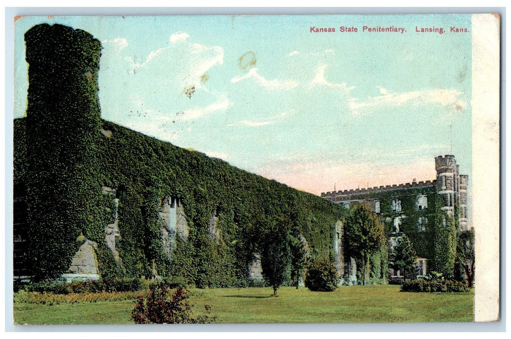 1912 Kansas State Penitentiary Lansing Kansas KS Posted Ivy Covered Postcard