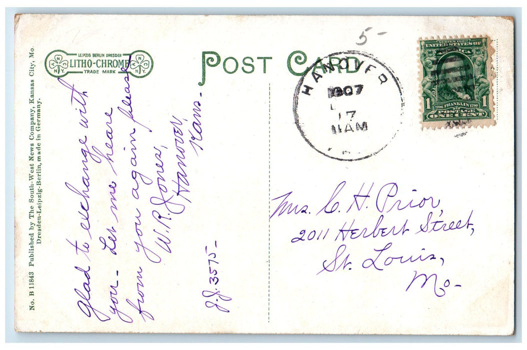 1912 Kansas State Penitentiary Lansing Kansas KS Posted Ivy Covered Postcard