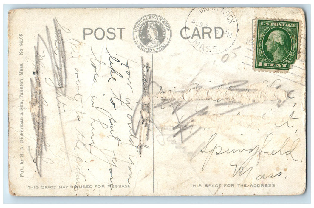 1915 Surf Scene Shore Rocks Waves Lodges Brant Rock Massachusetts MA Postcard