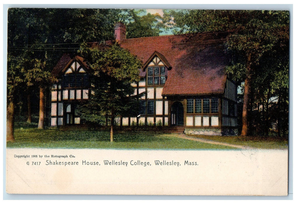 c1905 Shakespeare House Building Entrance Wellesley Massachusetts MA Postcard