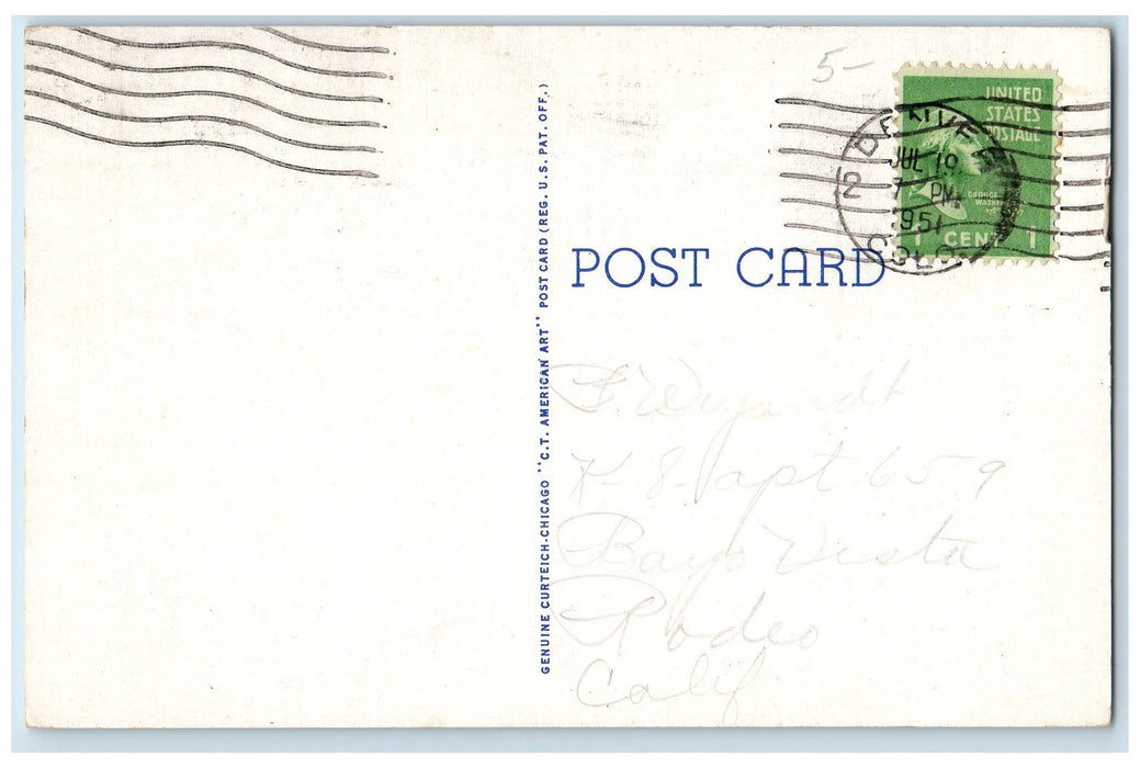 1951 US Post Office Building View American Flag McCook Nebraska NE Postcard